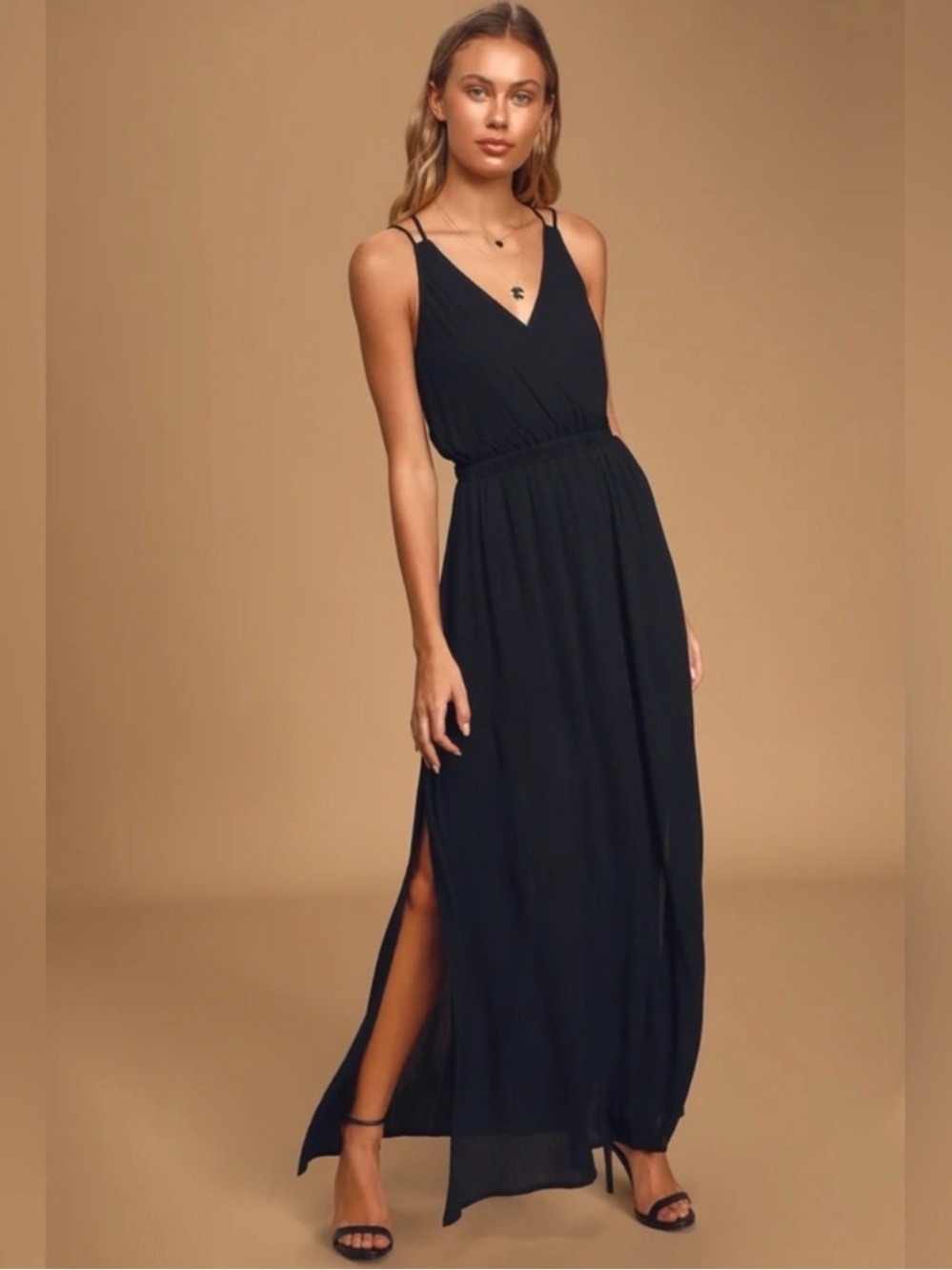 Lulu's Lost in paradise black maxi dress medium